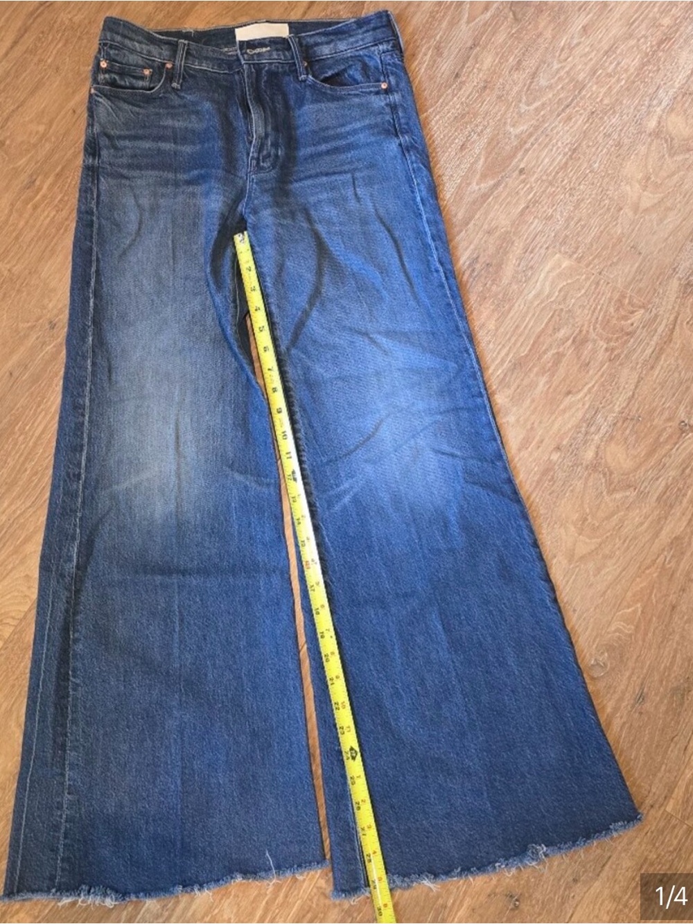 Mother dark blue twister sneak fray flare jeans- size 26